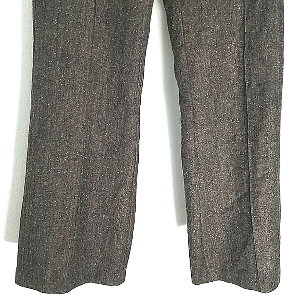 Pants wide leg front pockets wool blend Brown Y2k Old Money - Picture 3 of 9